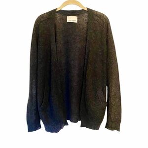 SAMSOE SAMSOE Dark Blue Open Front‎ Cardigan Mohair Wool Blend XS